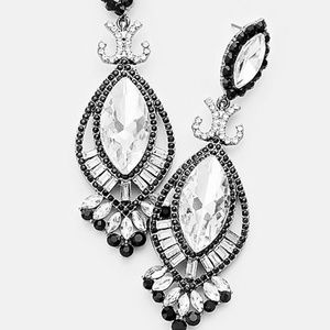 Marquise Crystal Rhinestone Double Oval Earrings